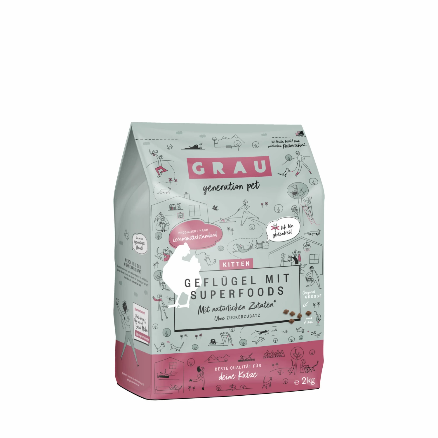 Grau Kitten Geflügel Mit Superfoods Trockenfutter